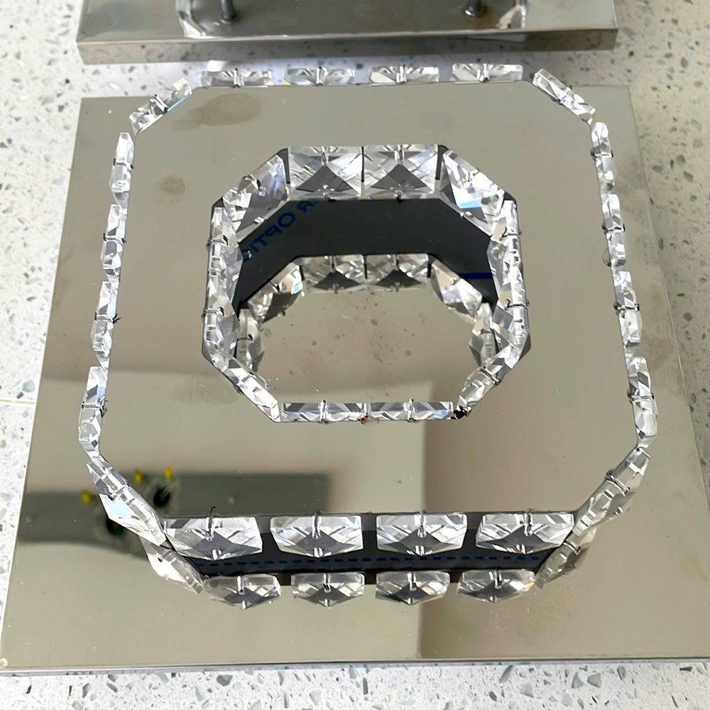 Two flash mount crystal lamps